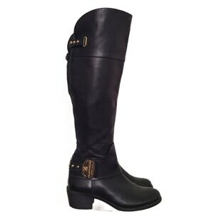 Vince Camuto Beatrix Black Leather Over the Knee Boots Riding Preppy Equestrian